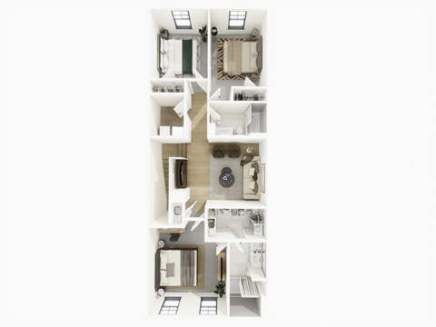Floor plan for 4 beds, 2.5 baths, 1528 sqft